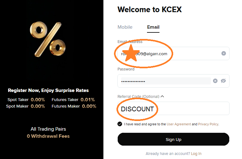 KCEX Sign Up Bonus